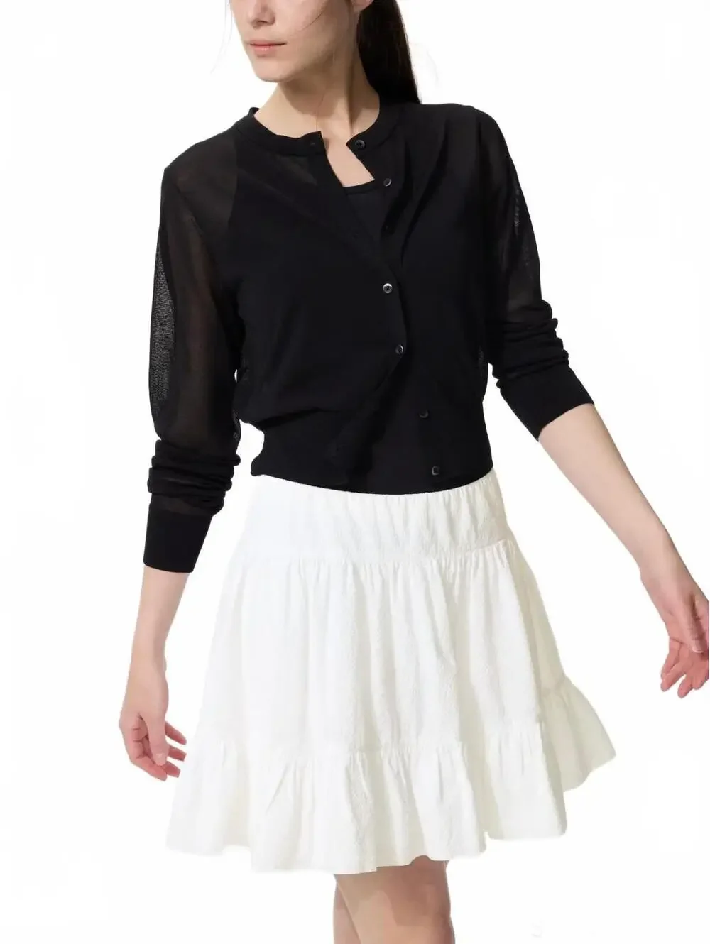 Uniqlo Seersucker Volume Mini Skirt NWT Off White Large
